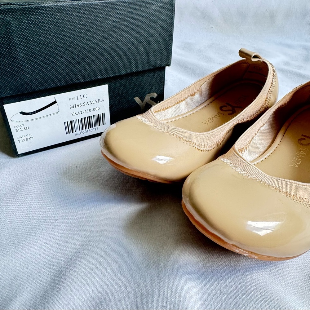 YS YOSI SAMRA Miss Samara Blush Patent Foldable Ballet Flats 11C NIB
